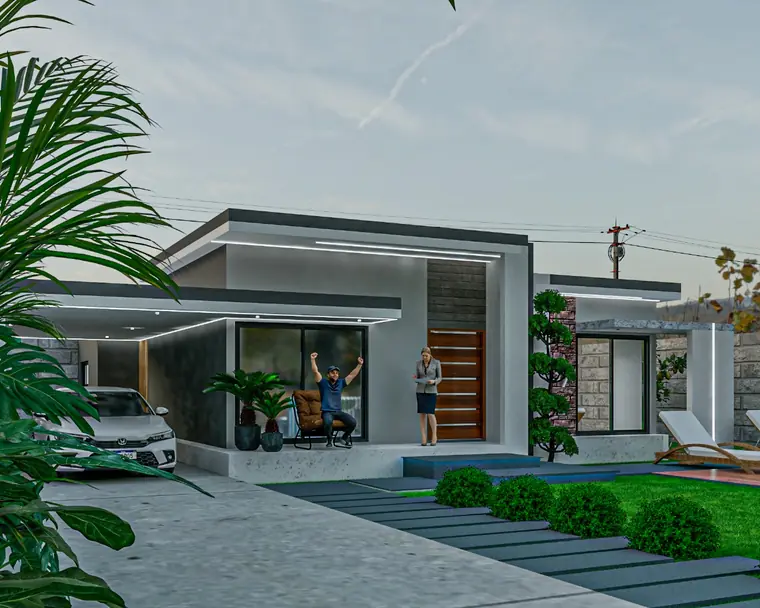 Entrada com garagem coberta